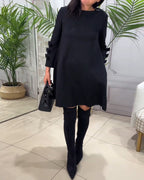 Women's Mini Dress Long Sleeve Bow Black — view 2