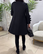 Women's Mini Dress Long Sleeve Bow Black — view 6