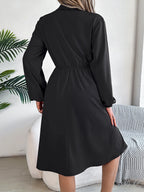 Women's Button Front Dress Long Sleeve Tie Waist — view 3
