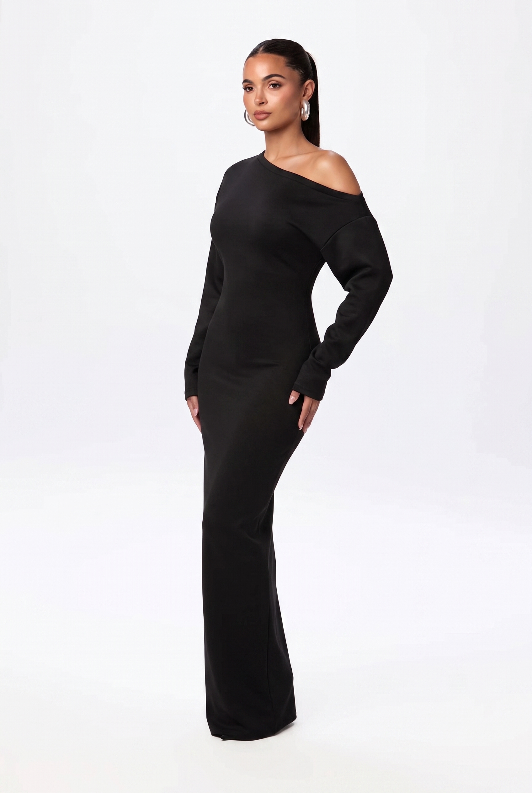 Women's Off Shoulder Maxi Dress Long Sleeve — view 1