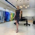 Women's Midi Dress Sleeveless Open Back Black — view 1