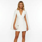 Women's Blazer Dress Double Breasted Formal Mini Cape — view 4