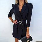 Women's Blazer Dress Double Breasted Buckle Belt — view 6