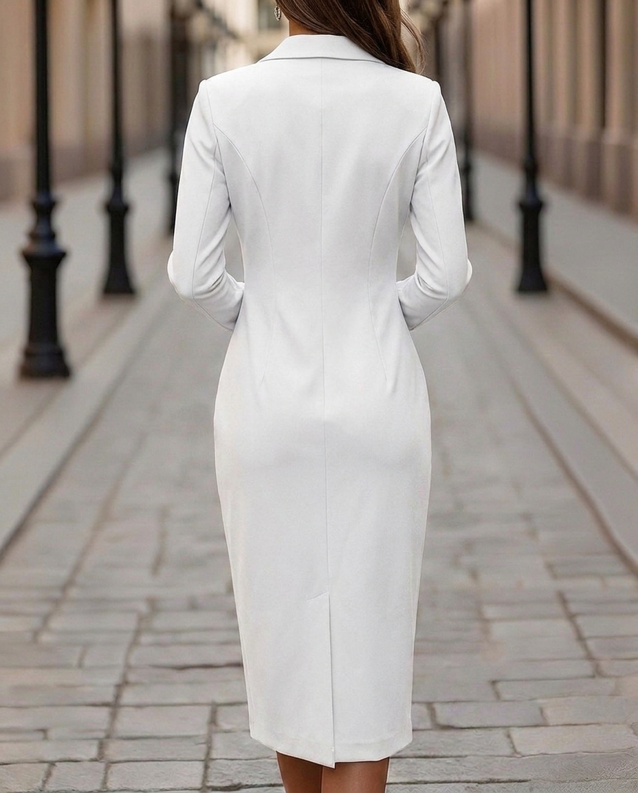 Women's Blazer Dress Double Breasted Peak Lapel Midi — view 2