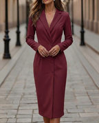 Women's Blazer Dress Double Breasted Peak Lapel Midi — view 7