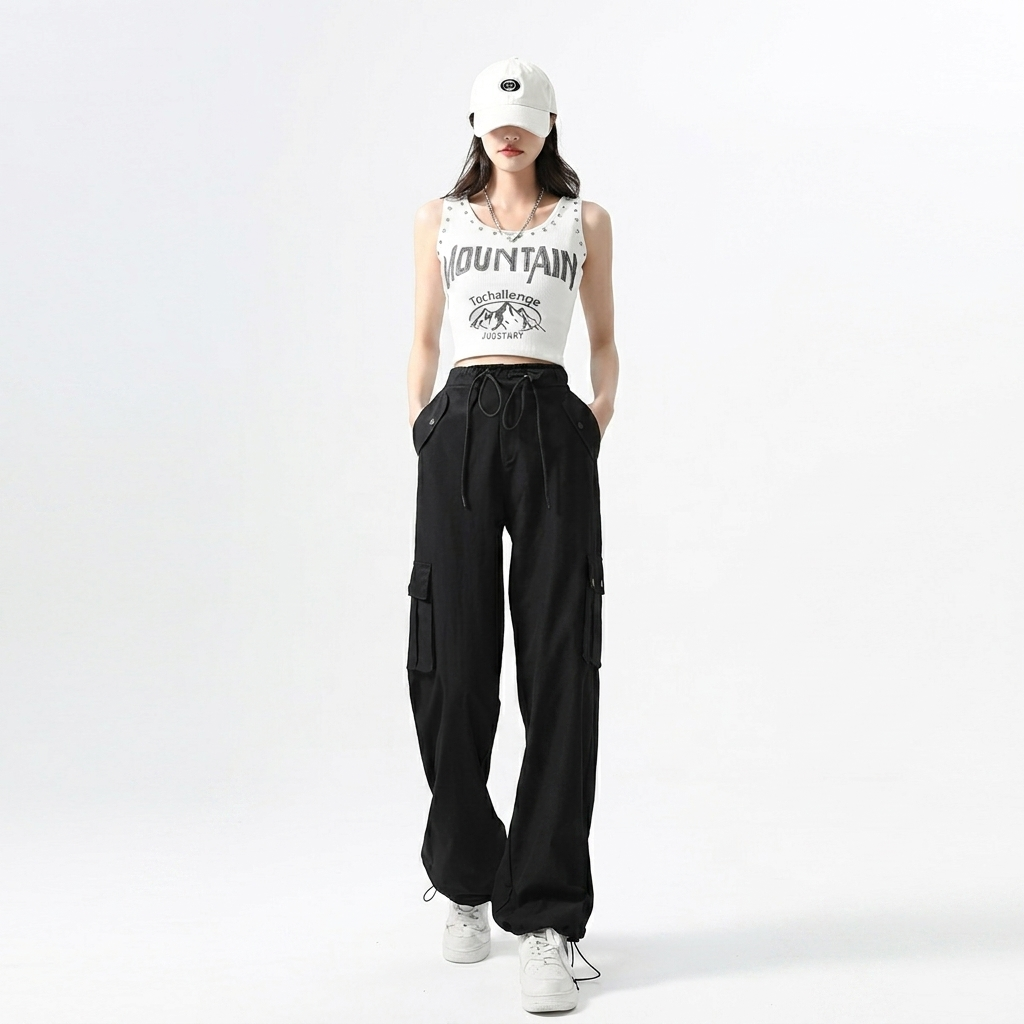 Women's Cargo Pants Tie Strap Wide Leg — view 3