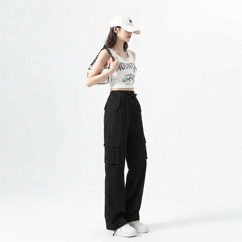 Women's Cargo Pants Tie Strap Wide Leg — view 4