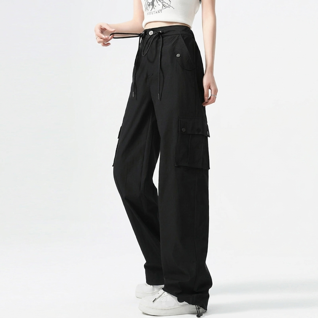 Women's Cargo Pants Tie Strap Wide Leg — view 1