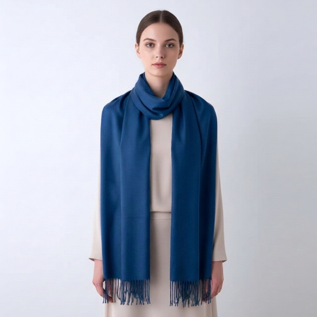 Women's Winter Scarf Solid Colour Tassel Trim — view 10