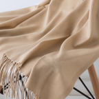 Women's Winter Scarf Solid Colour Tassel Trim — view 3