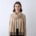 Women's Winter Scarf Solid Colour Tassel Trim — view 4