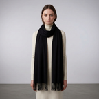 Women's Winter Scarf Solid Colour Tassel Trim — view 6