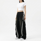 Women's Trackpants Side Stripe Drawstring Waist Baggy — view 3